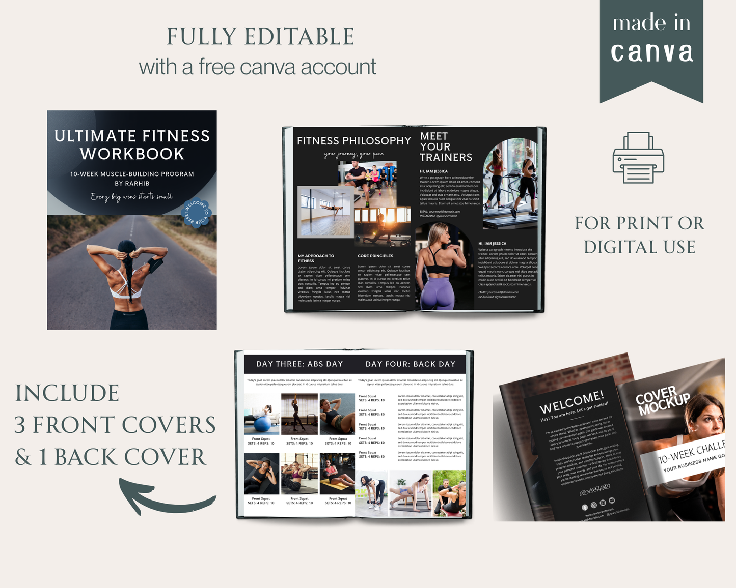 Fitness Ebook | Workout Plan Template | Fitness Program 4u